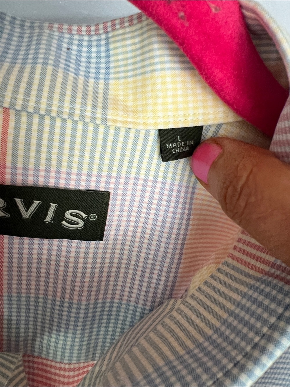 Orvis Pastel Checkered Button-Up Shirt in Yellow, Blue, Pink - Picture 3 of 10